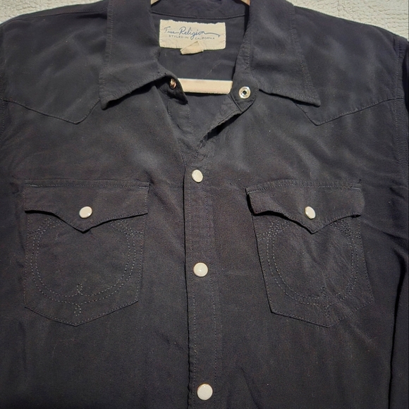 True Religion Black Button Up Shirt..SIZE:L - Picture 7 of 12